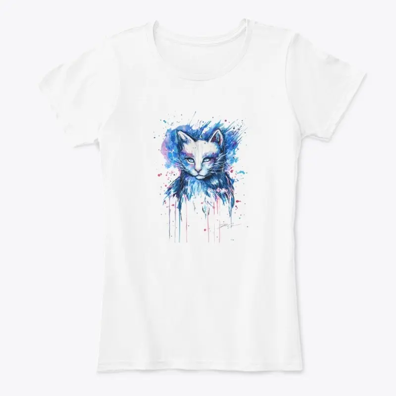 Watercolour Abstract Cat T-Shirt design